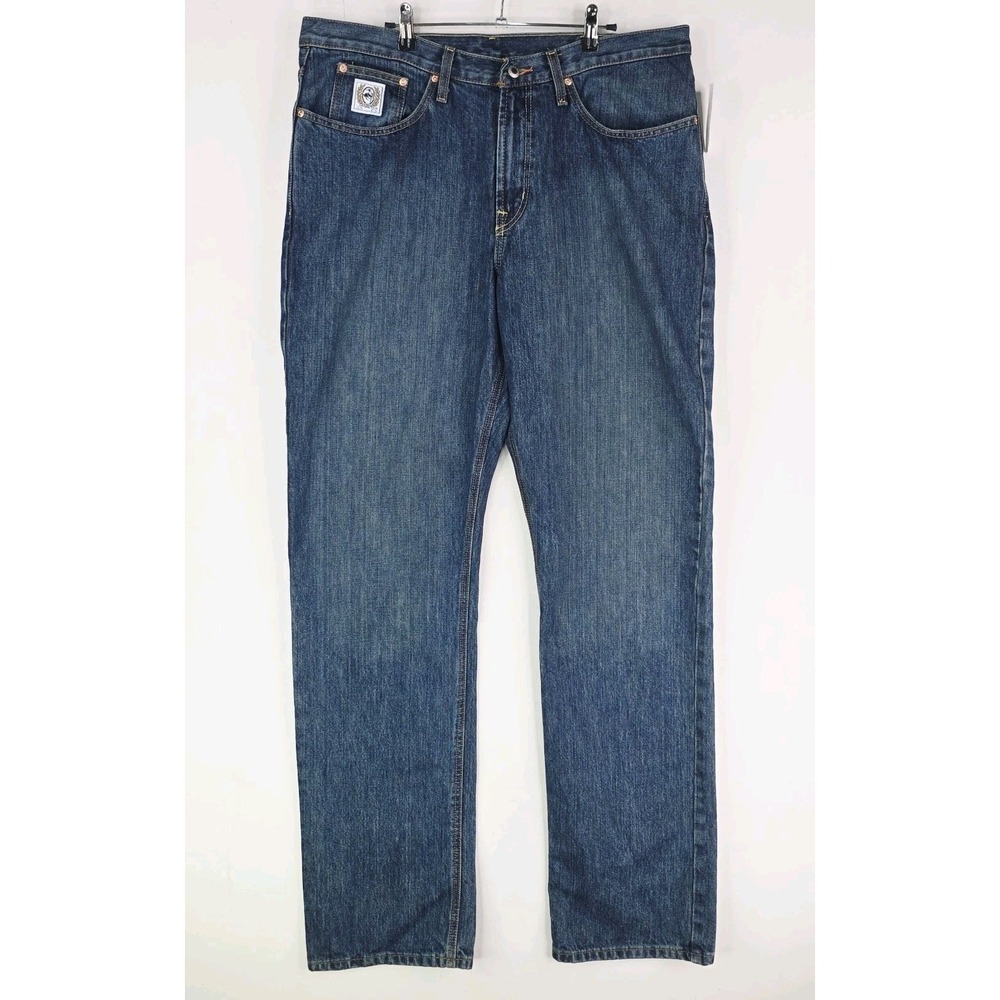 Cinch Men's 38X38 White Label Relaxed Fit Dark Stonewash Mid Rise Straight Jeans